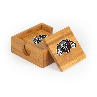 Wolf Pack Hockey Square Bamboo Coaster Set of 4 with holder - Image 3
