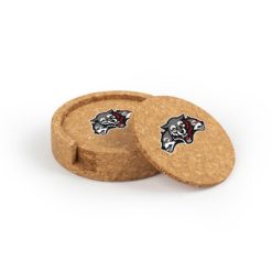 Alternative view of Wolf Pack Hockey Circular Cork Coaster Set of 4 with holder
