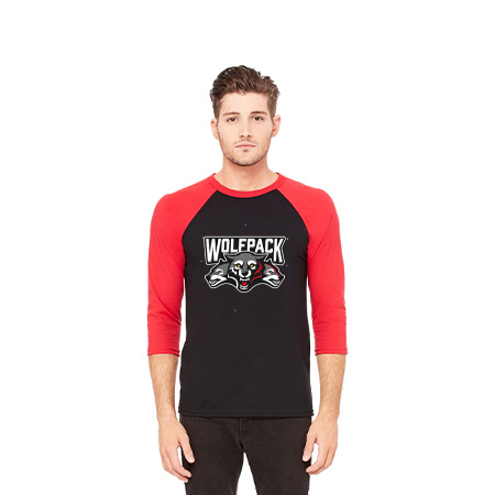 Wolf Pack Hockey Unisex 3/4 Sleeve Baseball Tee - Image 6