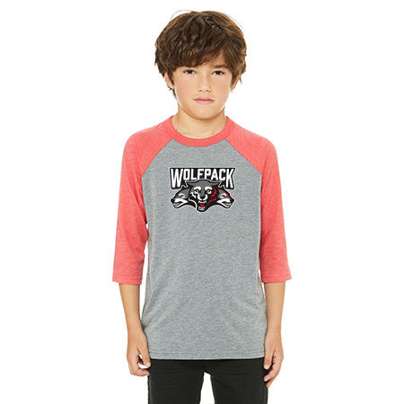 Wolf Pack Hockey Youth Youth 3/4 Sleeve Baseball Tee - Image 3