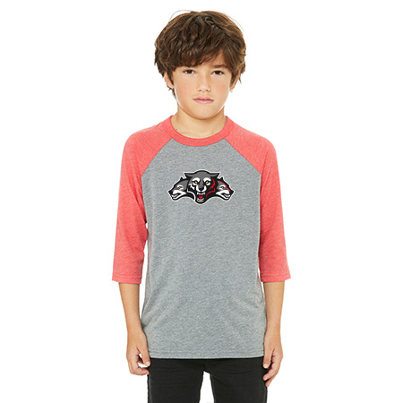 Wolf Pack Hockey Youth Youth 3/4 Sleeve Baseball Tee - Image 4