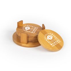 Alternative view of CC Women's Swim & Dive Round Bamboo Coaster Set of 4 with holder