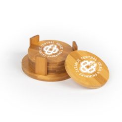 CC Women's Swim & Dive Round Bamboo Coaster Set of 4 with holder