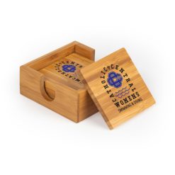 CC Women's Swim & Dive Square Bamboo Coaster Set of 4 with holder