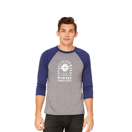 CC Women's Swim & Dive Unisex 3/4 Sleeve Baseball Tee - Image 7