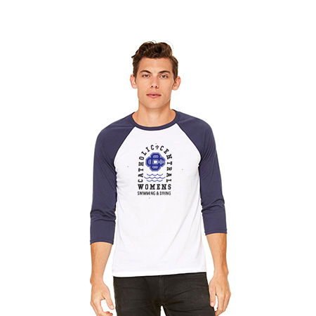 CC Women's Swim & Dive Unisex 3/4 Sleeve Baseball Tee - Image 4