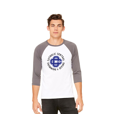 CC Women's Swim & Dive Unisex 3/4 Sleeve Baseball Tee - Image 15