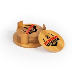 Alternative view of GP Red Barons Round Bamboo Coaster Set of 4 with holder