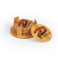 GP Red Barons Round Bamboo Coaster Set of 4 with holder