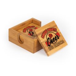 Alternative view of GP Red Barons Square Bamboo Coaster Set of 4 with holder