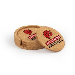 Alternative view of GP Red Barons Circular Cork Coaster Set of 4 with holder