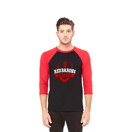 GP Red Barons Unisex 3/4 Sleeve Baseball Tee - Image 3