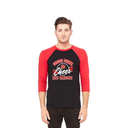 GP Red Barons Unisex 3/4 Sleeve Baseball Tee - Image 2