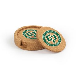 Alternative view of CP Band Circular Cork Coaster Set of 4 with holder