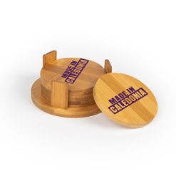 Caledonia Round Bamboo Coaster Set of 4 with holder