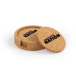 Caledonia Circular Cork Coaster Set of 4 with holder