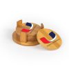 Utility Round Bamboo Coaster Set of 4 with holder