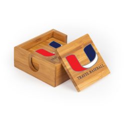 Utility Square Bamboo Coaster Set of 4 with holder