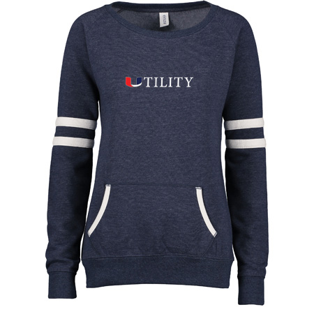 Utility Ladies Varsity Fleece Crew Neck Pullover - Image 2