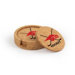 Alternative view of GRCCH Circular Cork Coaster Set of 4 with holder