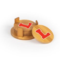 Lowell Round Bamboo Coaster Set of 4 with holder