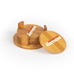 Alternative view of Lowell Round Bamboo Coaster Set of 4 with holder