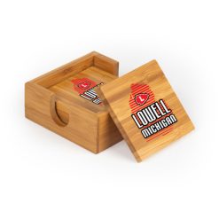 Lowell Square Bamboo Coaster Set of 4 with holder