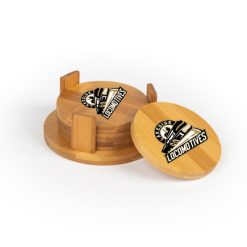 WMPH Round Bamboo Coaster Set of 4 with holder