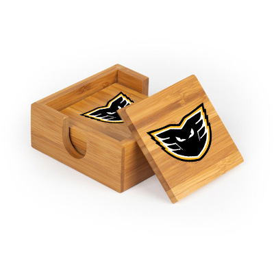 WMPH Square Bamboo Coaster Set of 4 with holder - Image 3