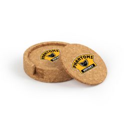 Alternative view of WMPH Circular Cork Coaster Set of 4 with holder