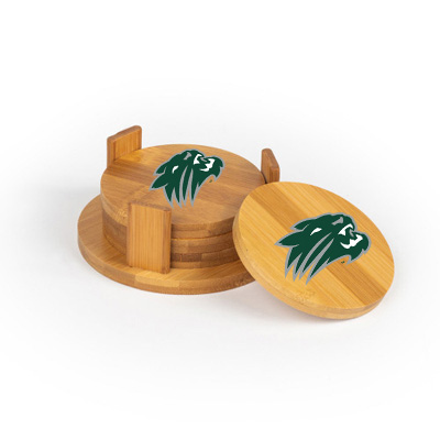 Jenison Round Bamboo Coaster Set of 4 with holder