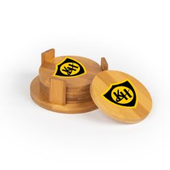 Alternative view of Kenowa Hills Round Bamboo Coaster Set of 4 with holder