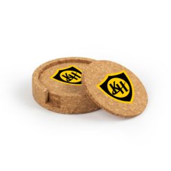 Alternative view of Kenowa Hills Circular Cork Coaster Set of 4 with holder