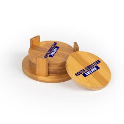South Christian Round Bamboo Coaster Set of 4 with holder