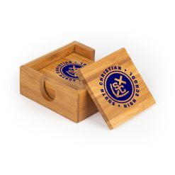 Alternative view of South Christian Square Bamboo Coaster Set of 4 with holder