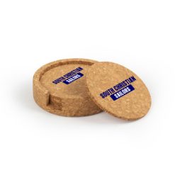 South Christian Circular Cork Coaster Set of 4 with holder