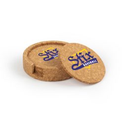 Alternative view of Shoreline Stix Circular Cork Coaster Set of 4 with holder