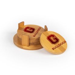Alternative view of Grandville Round Bamboo Coaster Set of 4 with holder