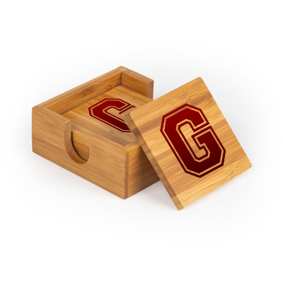 Grandville Square Bamboo Coaster Set of 4 with holder - Image 2