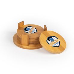 Alternative view of Sparta AYSO Round Bamboo Coaster Set of 4 with holder