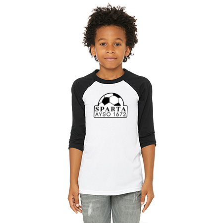 Sparta AYSO Youth Youth 3/4 Sleeve Baseball Tee - Image 7