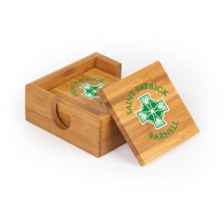 Alternative view of Saint Patrick Parnell Square Bamboo Coaster Set of 4 with holder