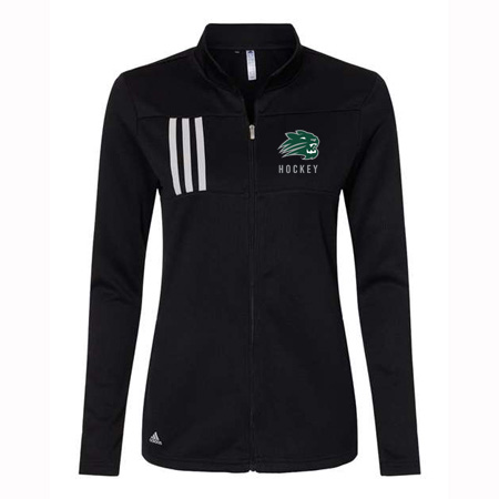 Jenison Hockey Ladies Adidas 3-Stripes Double Knit Full Zip Pullover - Image 3