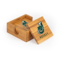 Jenison Hockey Square Bamboo Coaster Set of 4 with holder