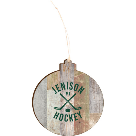 Jenison Hockey Light 4.18 X 3.86 Faux Wood Ornament - Image 3