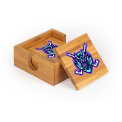 Ronin Hockey Square Bamboo Coaster Set of 4 with holder