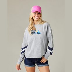 Alternative view of GLAQ Ladies Boxy Varsity Long Sleeve Tee