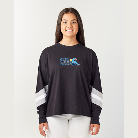 GLAQ Ladies Boxy Varsity Long Sleeve Tee - Image 5