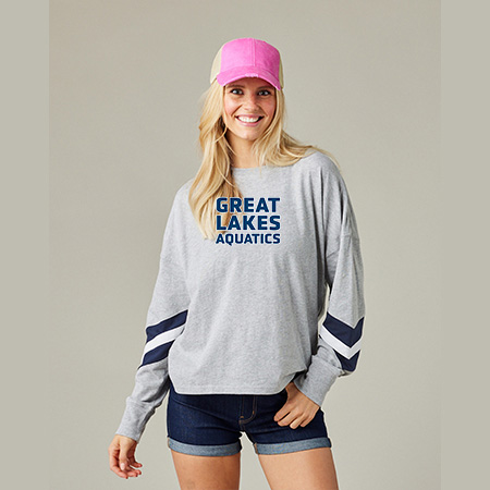 GLAQ Ladies Boxy Varsity Long Sleeve Tee - Image 3