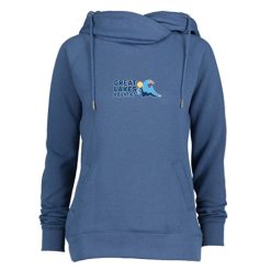 GLAQ Ladies Classic Fleece Funnel Neck Pullover Hood